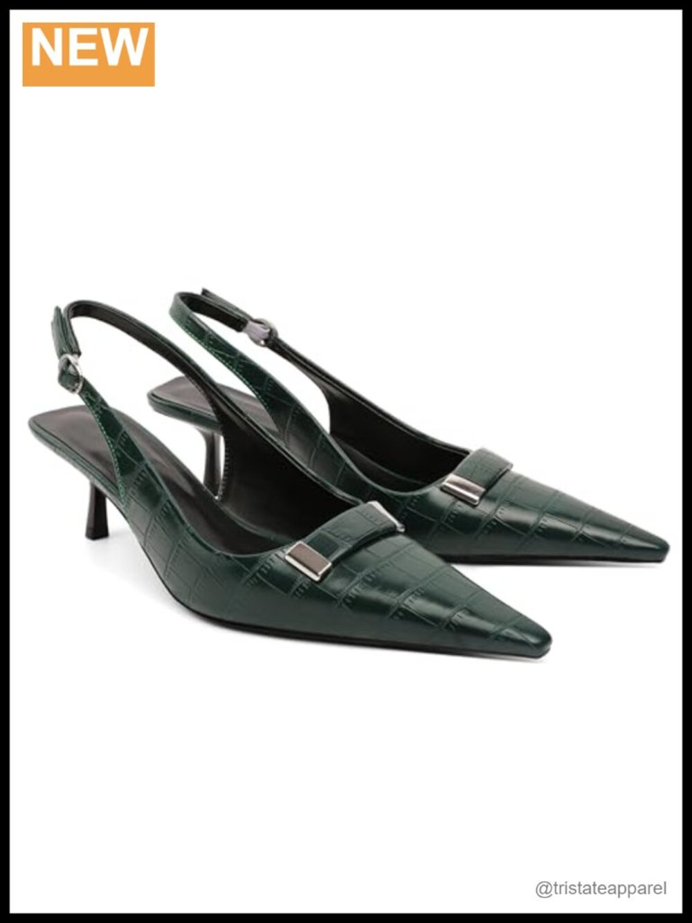 Women's Pointed Toe Slingback Kitten Heels 2 Inch Ankle Strap Pumps